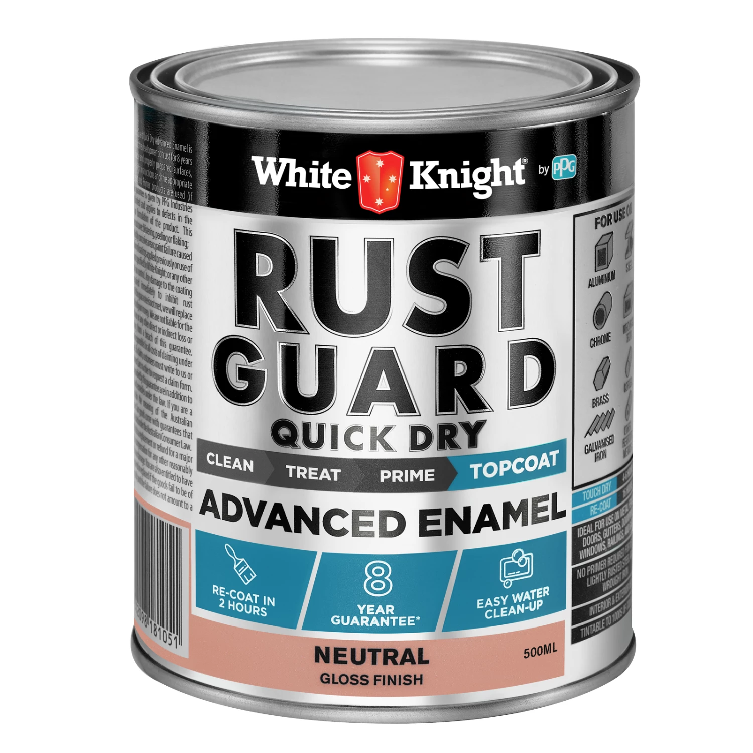 Outlet ๐ Australia Sale - White Knight Rust Guard Gloss Neutral Quick Dry Advanced Enamel Paint - 0.5L ๐ 3 Outlet ๐ Australia Sale - White Knight Rust Guard Gloss Neutral Quick Dry Advanced Enamel Paint - 0.5L ๐