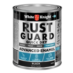 Budget ๐ Australia Sale - White Knight 0.5L Black Satin Rust Guard Quick Dry Advanced Enamel Paint ๐คฉ