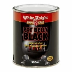 Cheapest 🧨 White Knight 500ml Pot Belly Black High Temp Heat Resistant Paint - To Australia ⭐
