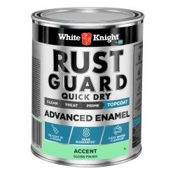 Budget 💯 White Knight 1L Accent Gloss Rust Guard Quick Dry Advanced Enamel Paint - To Australia 😍