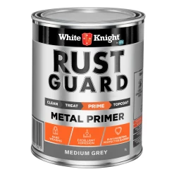 Best Sale ❤️ White Knight Rust Guard Medium Grey Metal Primer Paint - 1L - To Australia 🎉