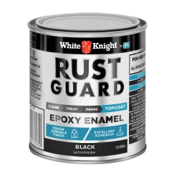 White Knight Shop 18 Best deal โค๏ธ Australia Sale - White Knight Rust Guard Satin Black Epoxy Enamel Paint - 0.25L ๐